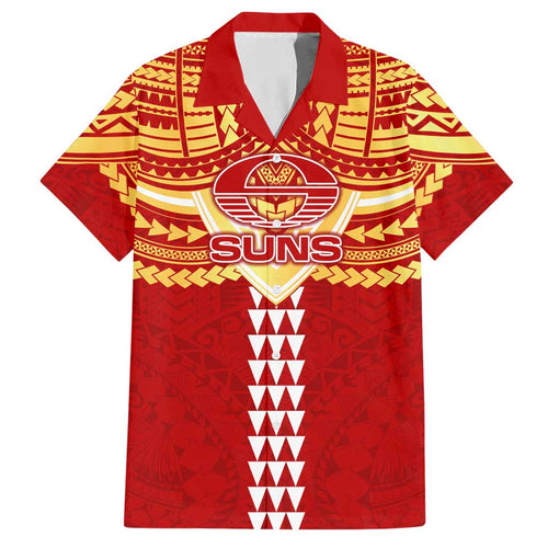 Personalized Gold Coast Suns Hawaiian Shirt Polynesian Tribal Pattern Heritage Football