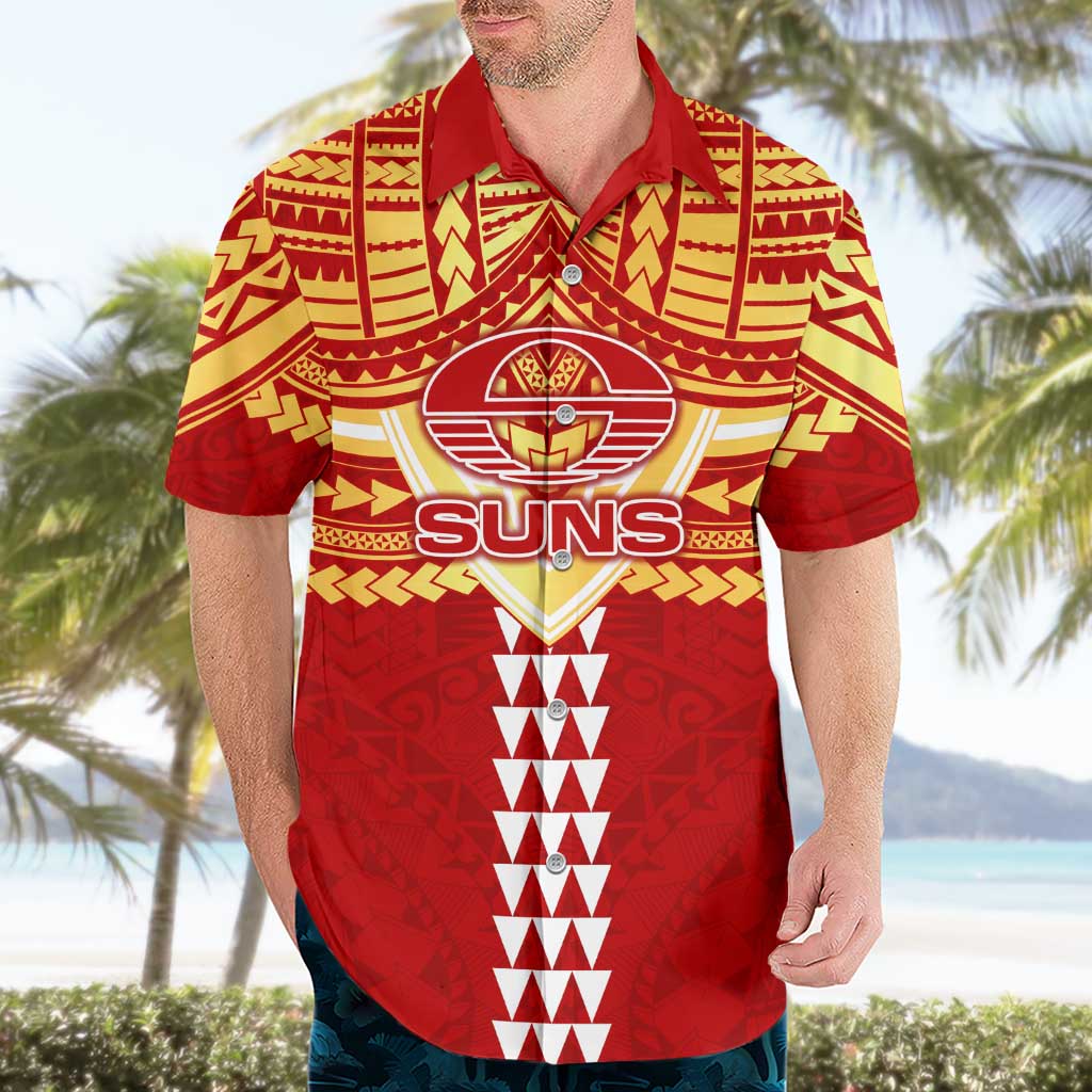 Personalized Gold Coast Suns Hawaiian Shirt Polynesian Tribal Pattern Heritage Football