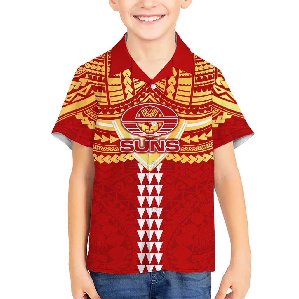 Personalized Gold Coast Suns Hawaiian Shirt Polynesian Tribal Pattern Heritage Football