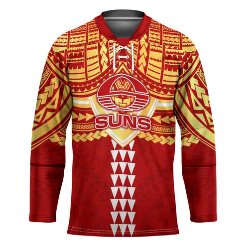 Personalized Gold Coast Suns Hockey Jersey Polynesian Tribal Pattern Heritage Football