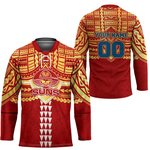 Personalized Gold Coast Suns Hockey Jersey Polynesian Tribal Pattern Heritage Football