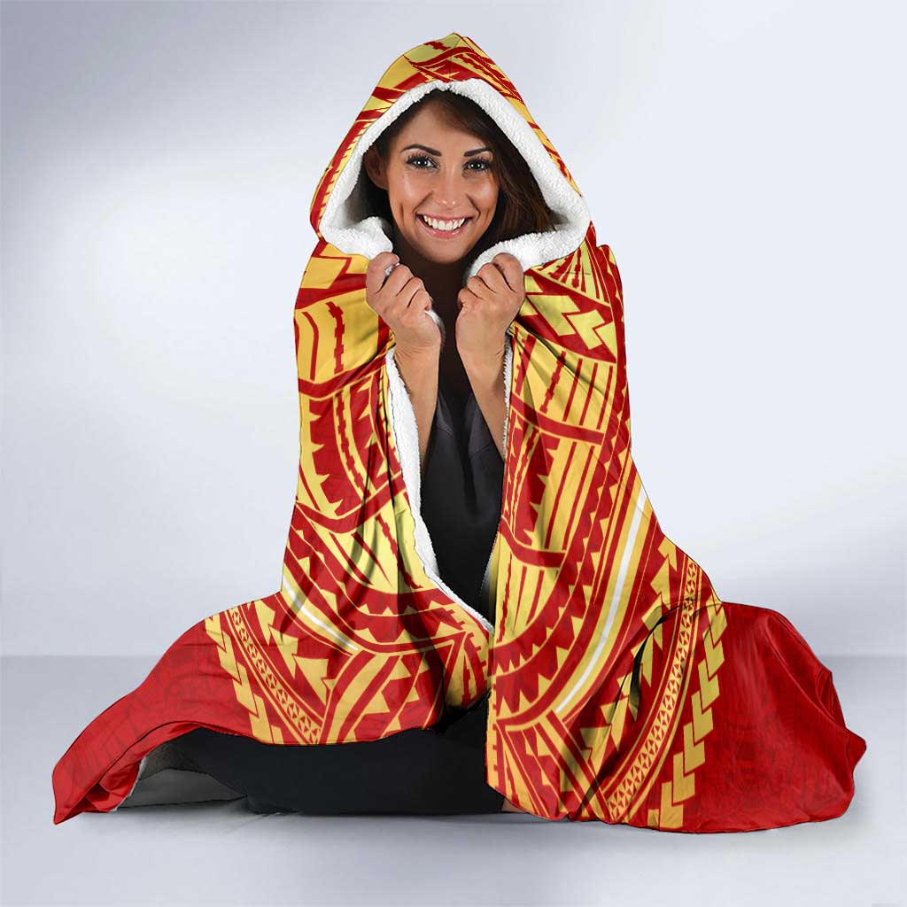 Personalized Gold Coast Suns Hooded Blanket Polynesian Tribal Pattern Heritage Football