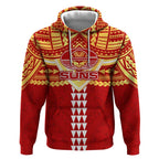 Personalized Gold Coast Suns Hoodie Polynesian Tribal Pattern Heritage Football