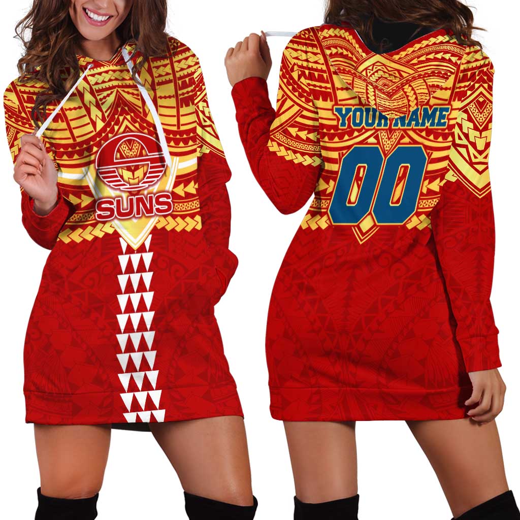 Personalized Gold Coast Suns Hoodie Dress Polynesian Tribal Pattern Heritage Football