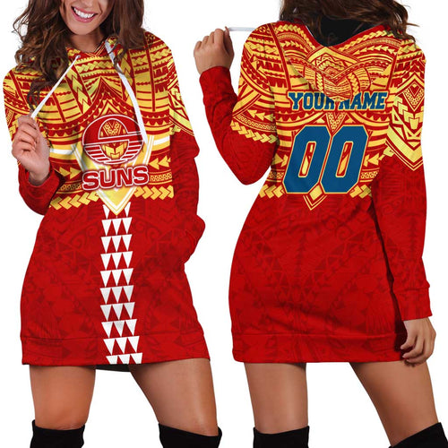Personalized Gold Coast Suns Hoodie Dress Polynesian Tribal Pattern Heritage Football