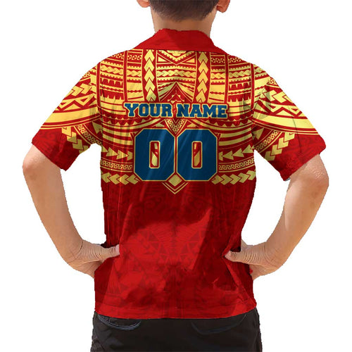 Personalized Gold Coast Suns Kid Hawaiian Shirt Polynesian Tribal Pattern Heritage Football
