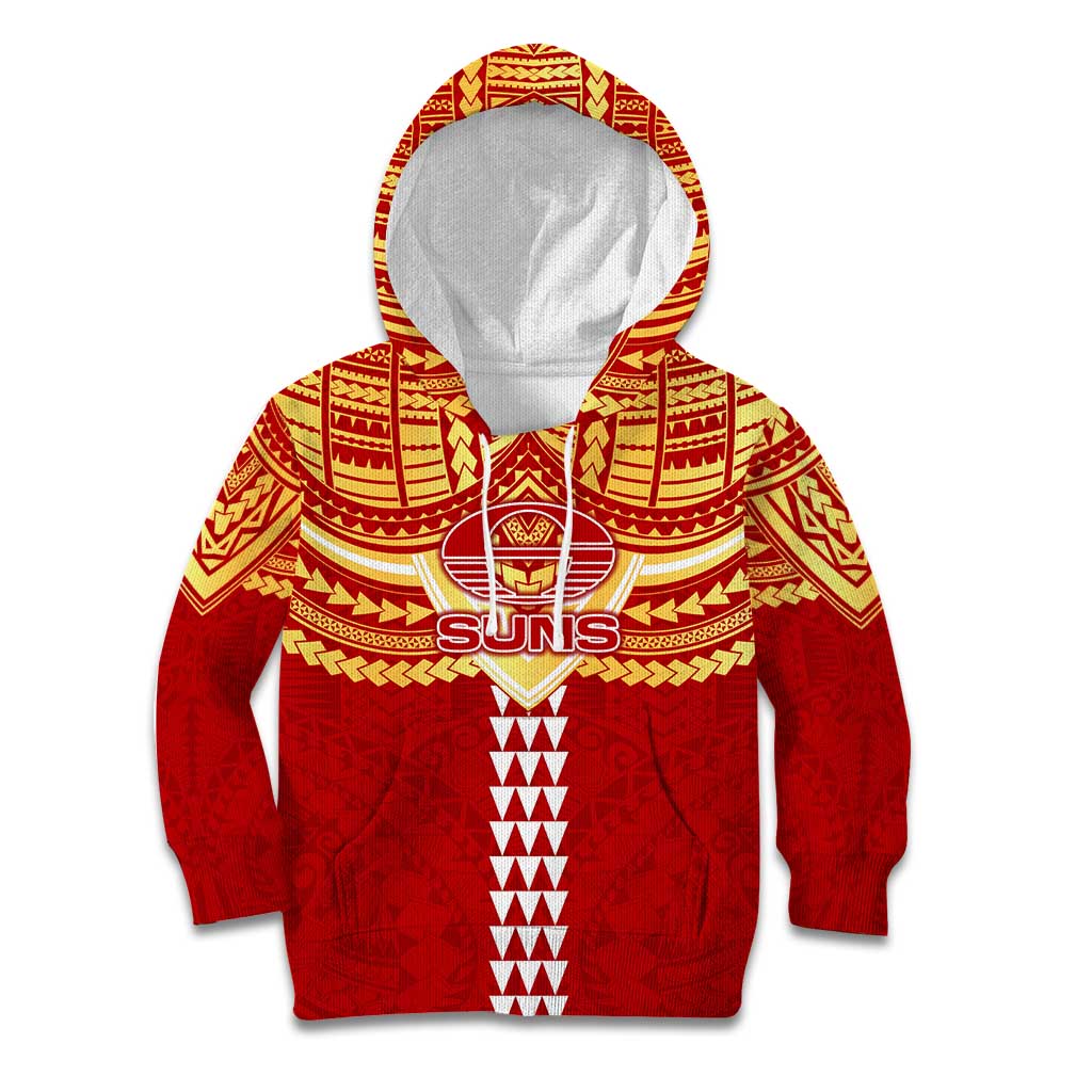 Personalized Gold Coast Suns Kid Hoodie Polynesian Tribal Pattern Heritage Football