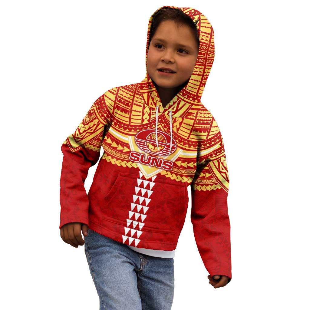 Personalized Gold Coast Suns Kid Hoodie Polynesian Tribal Pattern Heritage Football