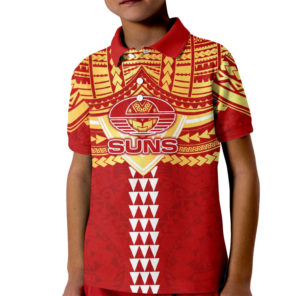 Personalized Gold Coast Suns Kid Polo Shirt Polynesian Tribal Pattern Heritage Football