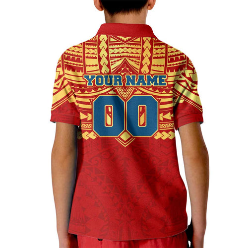 Personalized Gold Coast Suns Kid Polo Shirt Polynesian Tribal Pattern Heritage Football
