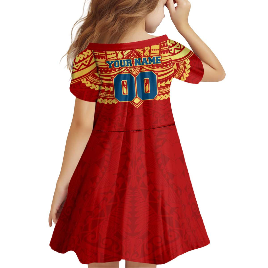 Personalized Gold Coast Suns Kid Short Sleeve Dress Polynesian Tribal Pattern Heritage Football