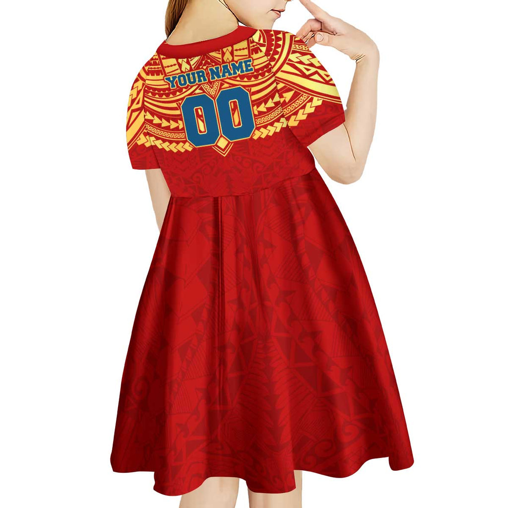 Personalized Gold Coast Suns Kid Short Sleeve Dress Polynesian Tribal Pattern Heritage Football