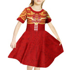 Personalized Gold Coast Suns Kid Short Sleeve Dress Polynesian Tribal Pattern Heritage Football