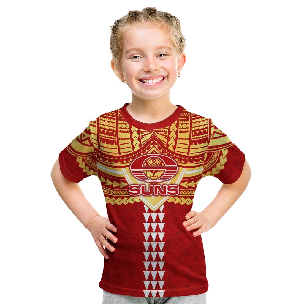 Personalized Gold Coast Suns Kid T Shirt Polynesian Tribal Pattern Heritage Football