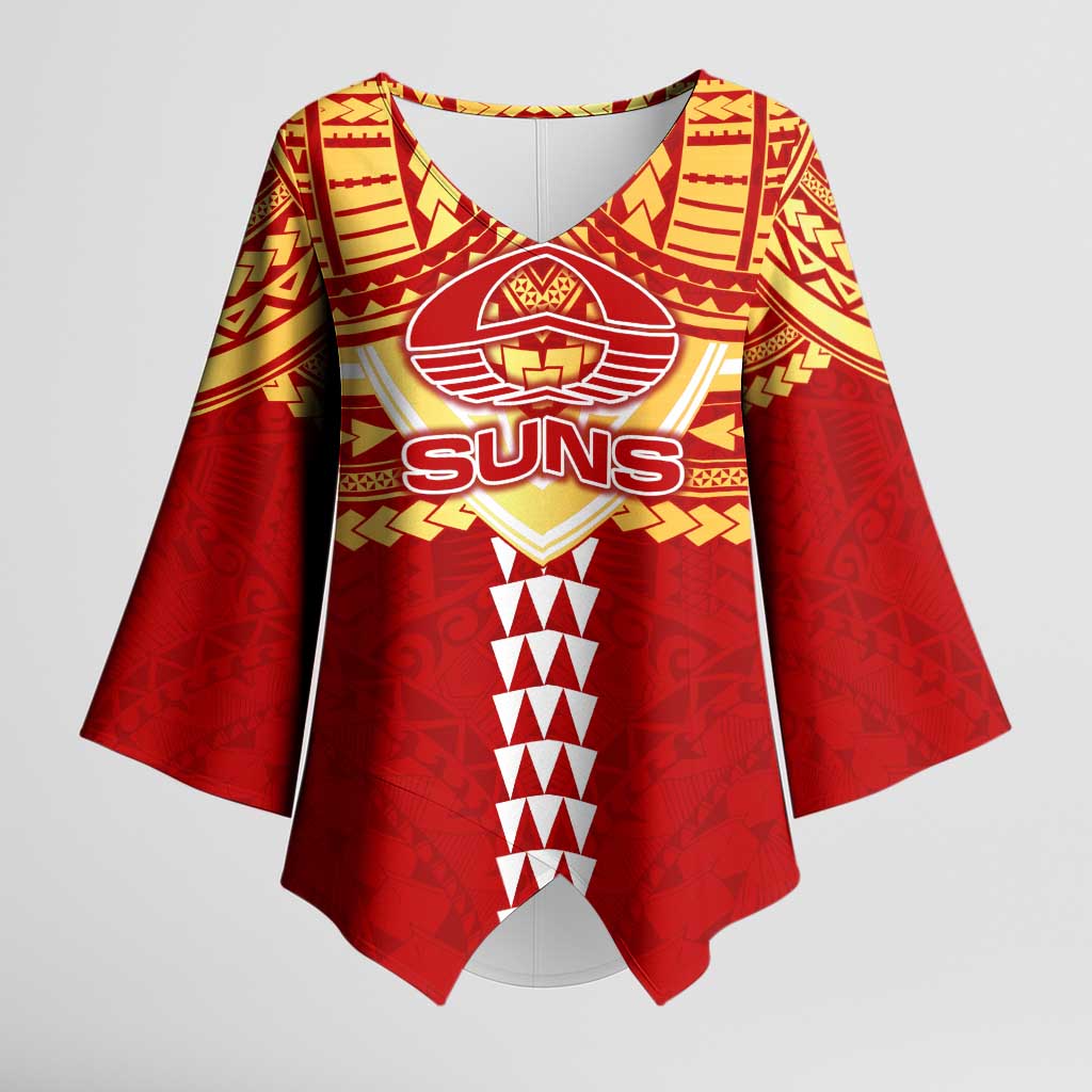Personalized Gold Coast Suns Kimono Sleeve Blouse Polynesian Tribal Pattern Heritage Football