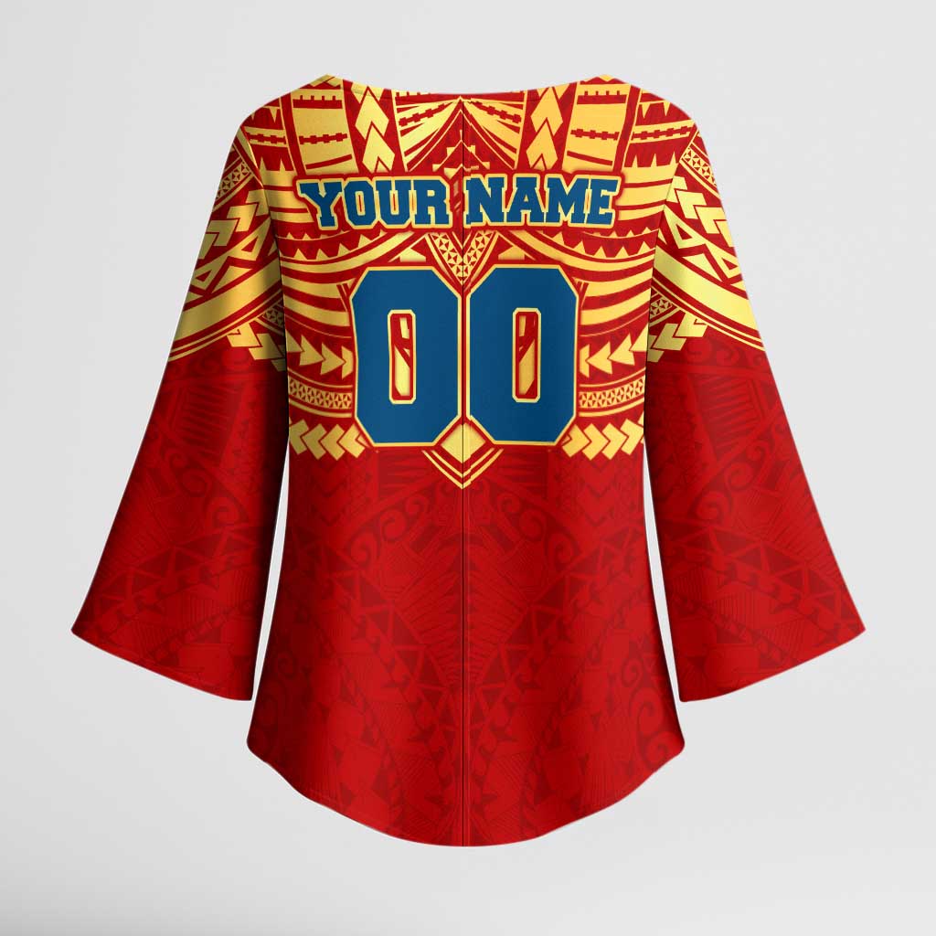 Personalized Gold Coast Suns Kimono Sleeve Blouse Polynesian Tribal Pattern Heritage Football