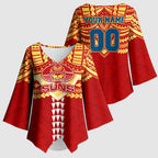 Personalized Gold Coast Suns Kimono Sleeve Blouse Polynesian Tribal Pattern Heritage Football