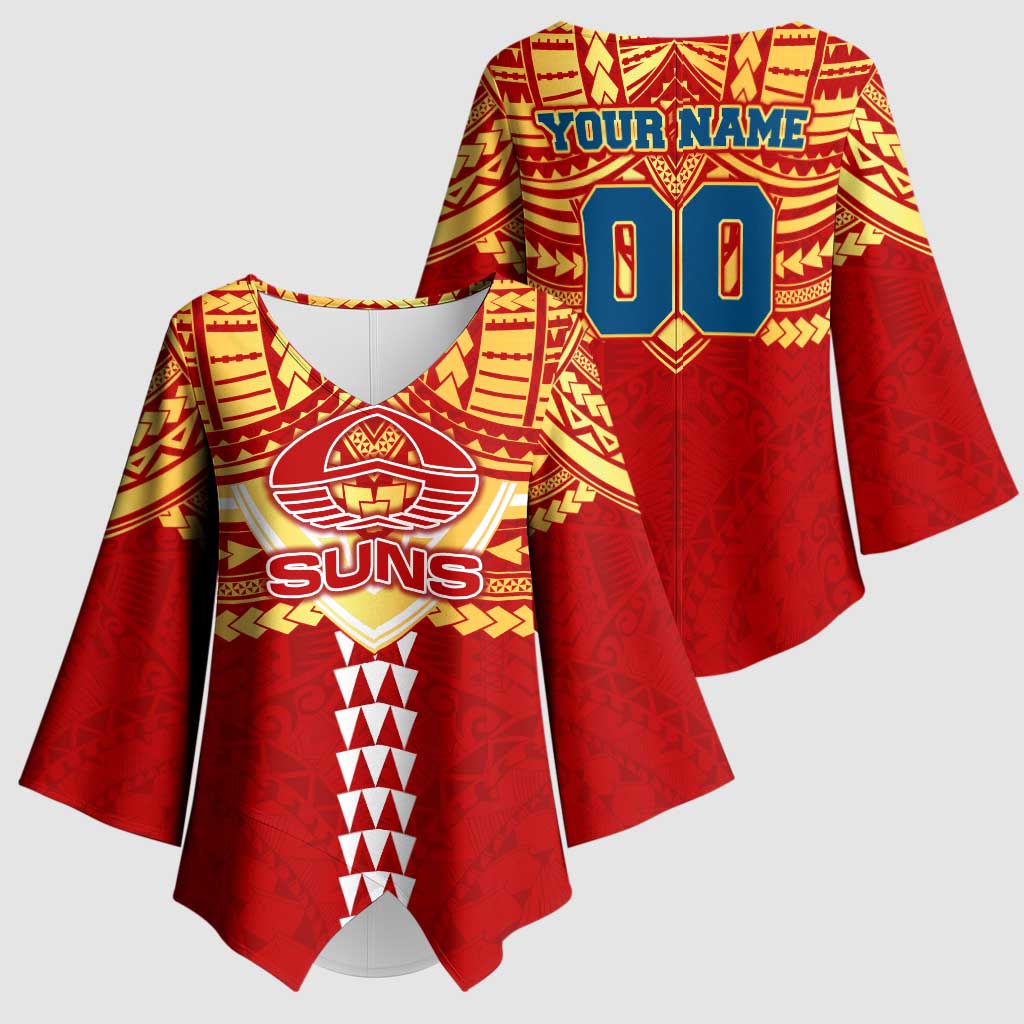 Personalized Gold Coast Suns Kimono Sleeve Blouse Polynesian Tribal Pattern Heritage Football