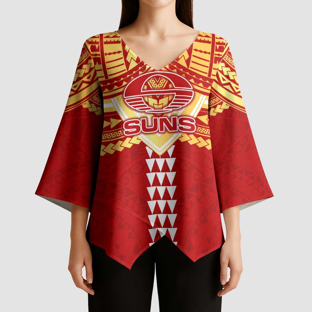 Personalized Gold Coast Suns Kimono Sleeve Blouse Polynesian Tribal Pattern Heritage Football