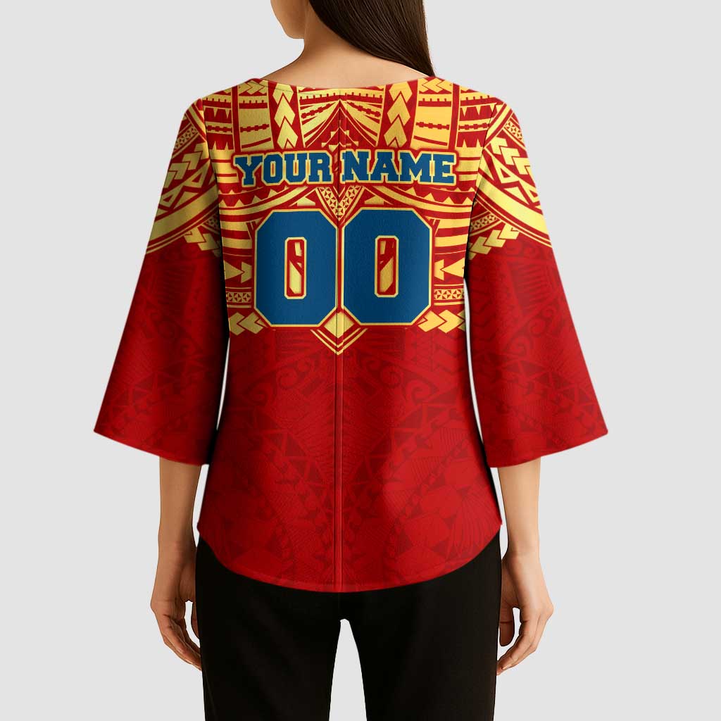 Personalized Gold Coast Suns Kimono Sleeve Blouse Polynesian Tribal Pattern Heritage Football