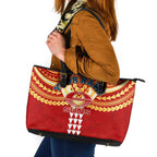 Personalized Gold Coast Suns Leather Tote Bag Polynesian Tribal Pattern Heritage Football