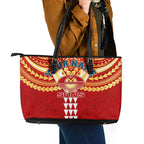 Personalized Gold Coast Suns Leather Tote Bag Polynesian Tribal Pattern Heritage Football