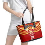 Personalized Gold Coast Suns Leather Tote Bag Polynesian Tribal Pattern Heritage Football