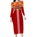 Personalized Gold Coast Suns Long Sleeve Bodycon Dress Polynesian Tribal Pattern Heritage Football