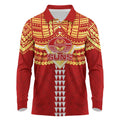 Personalized Gold Coast Suns Long Sleeve Polo Shirt Polynesian Tribal Pattern Heritage Football