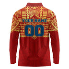 Personalized Gold Coast Suns Long Sleeve Polo Shirt Polynesian Tribal Pattern Heritage Football