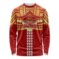Personalized Gold Coast Suns Long Sleeve Shirt Polynesian Tribal Pattern Heritage Football