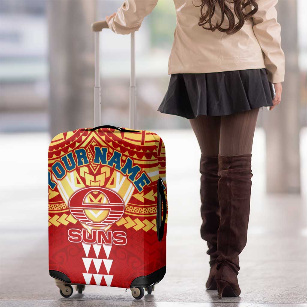 Personalized Gold Coast Suns Luggage Cover Polynesian Tribal Pattern Heritage Football