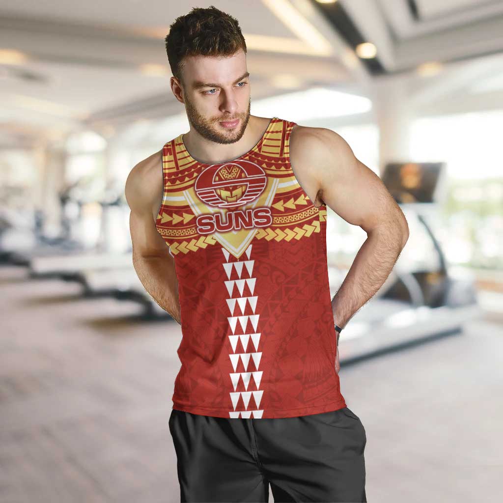Personalized Gold Coast Suns Men Tank Top Polynesian Tribal Pattern Heritage Football
