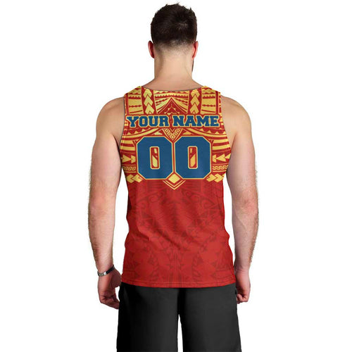 Personalized Gold Coast Suns Men Tank Top Polynesian Tribal Pattern Heritage Football