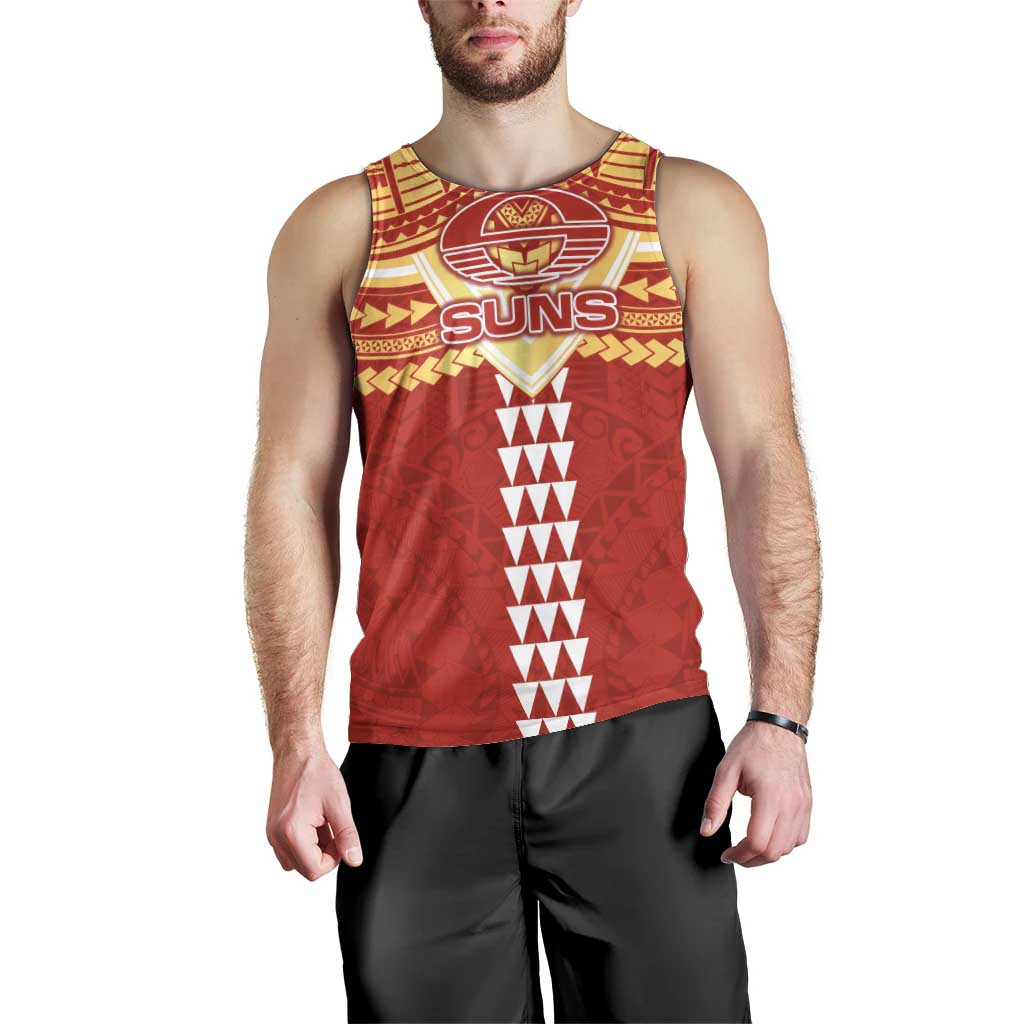 Personalized Gold Coast Suns Men Tank Top Polynesian Tribal Pattern Heritage Football