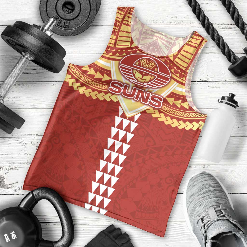 Personalized Gold Coast Suns Men Tank Top Polynesian Tribal Pattern Heritage Football