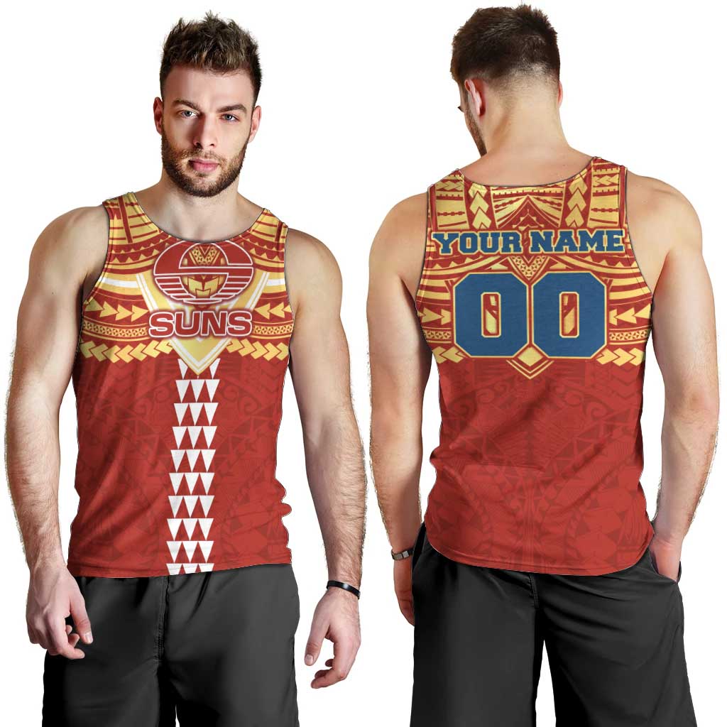Personalized Gold Coast Suns Men Tank Top Polynesian Tribal Pattern Heritage Football