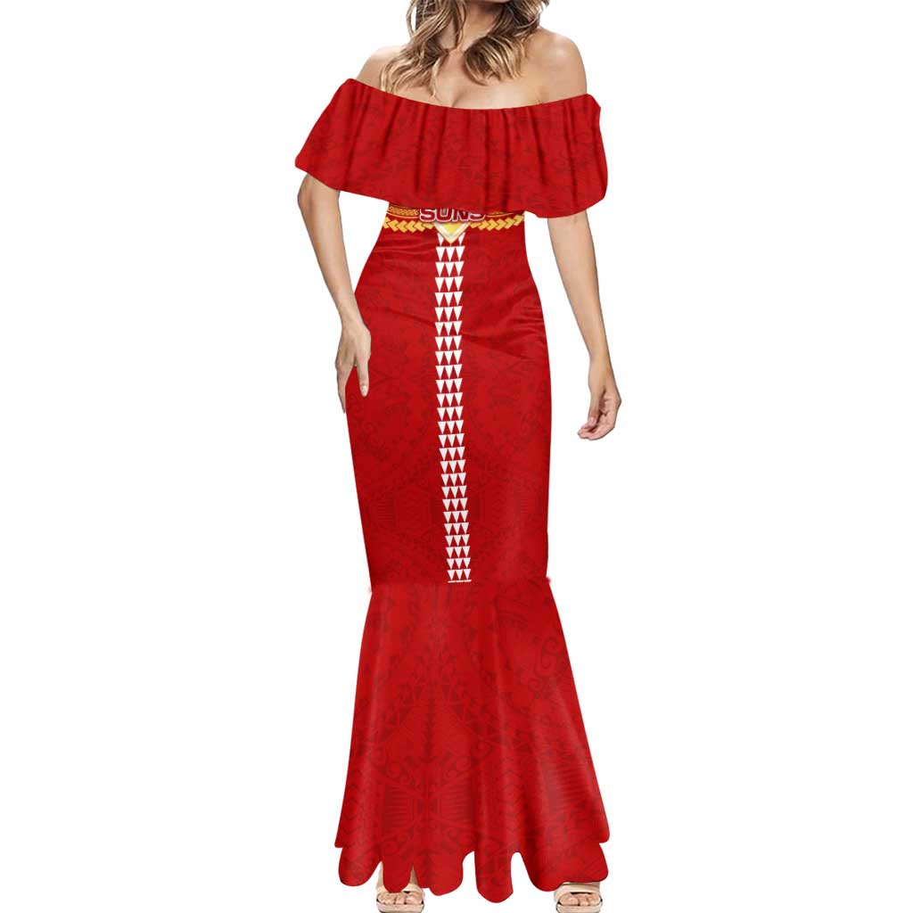 Personalized Gold Coast Suns Mermaid Dress Polynesian Tribal Pattern Heritage Football