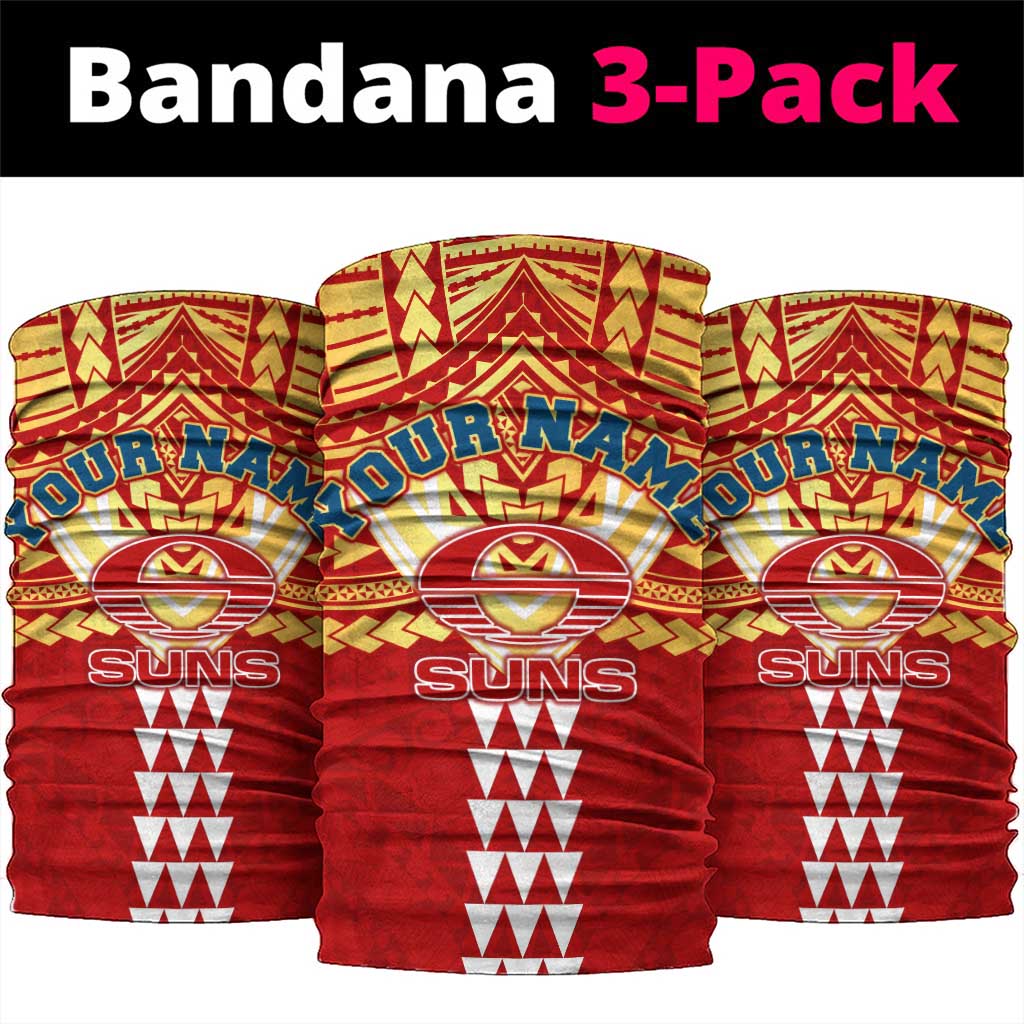 Personalized Gold Coast Suns Neck Gaiter Polynesian Tribal Pattern Heritage Football