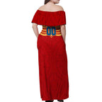 Personalized Gold Coast Suns Off Shoulder Maxi Dress Polynesian Tribal Pattern Heritage Football