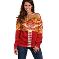 Personalized Gold Coast Suns Off Shoulder Sweater Polynesian Tribal Pattern Heritage Football