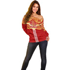 Personalized Gold Coast Suns Off Shoulder Sweater Polynesian Tribal Pattern Heritage Football