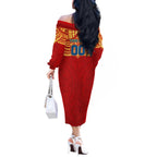 Personalized Gold Coast Suns Off The Shoulder Long Sleeve Dress Polynesian Tribal Pattern Heritage Football