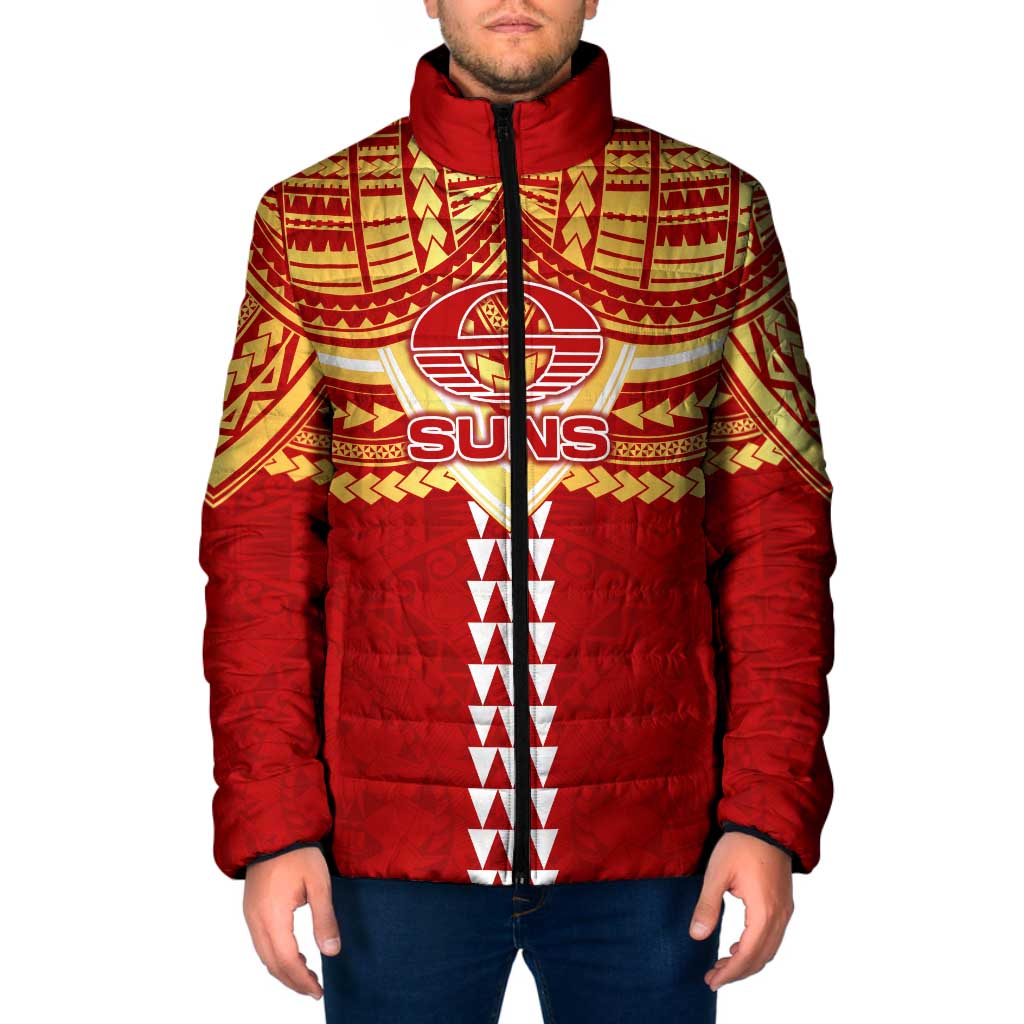 Personalized Gold Coast Suns Padded Jacket Polynesian Tribal Pattern Heritage Football