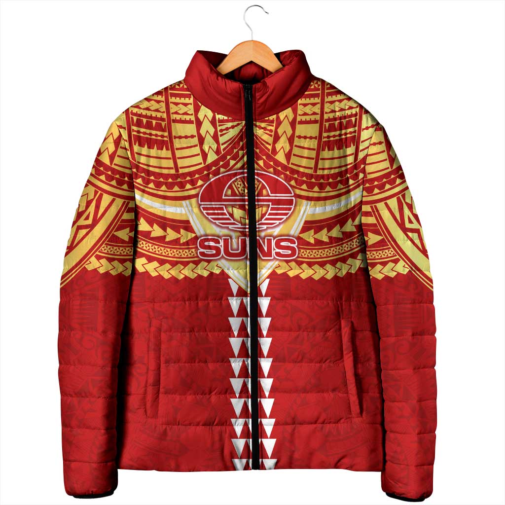 Personalized Gold Coast Suns Padded Jacket Polynesian Tribal Pattern Heritage Football