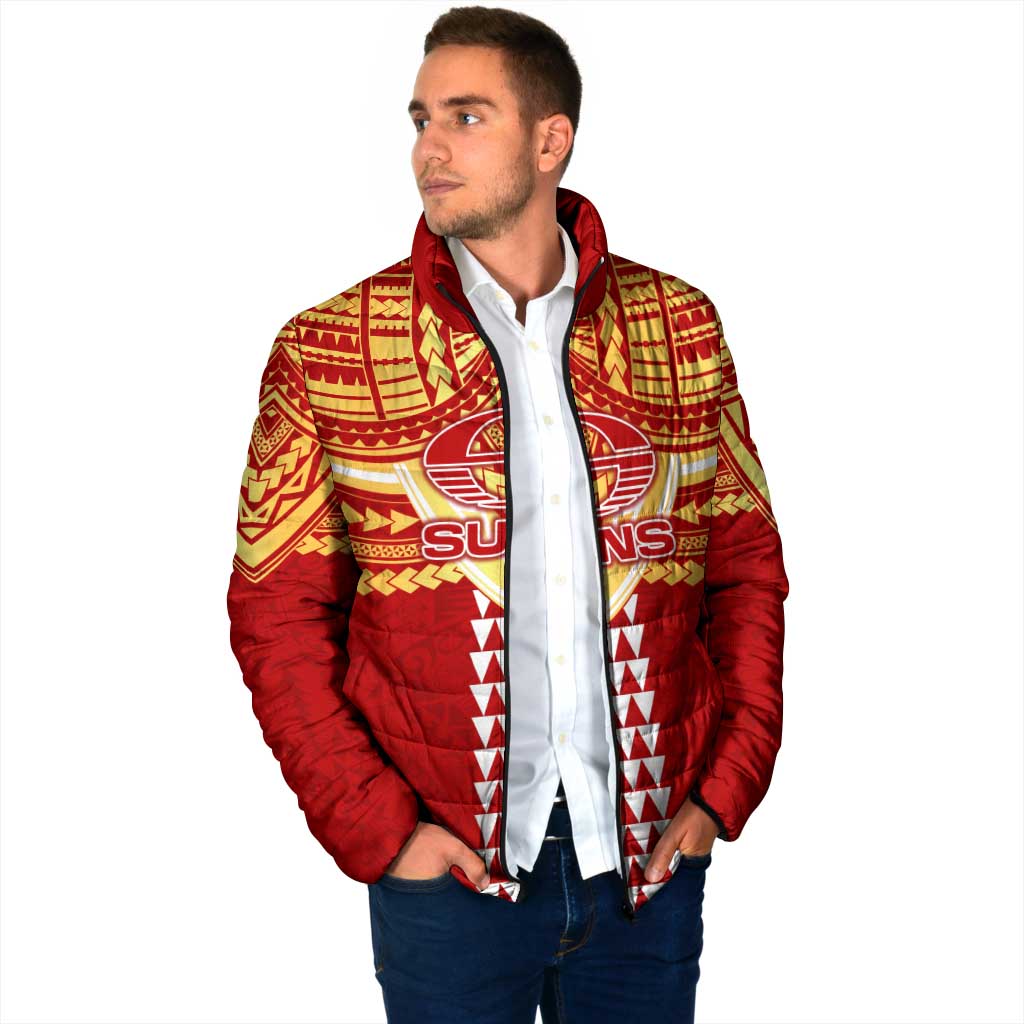 Personalized Gold Coast Suns Padded Jacket Polynesian Tribal Pattern Heritage Football