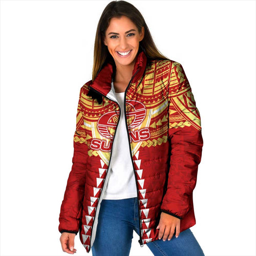 Personalized Gold Coast Suns Padded Jacket Polynesian Tribal Pattern Heritage Football