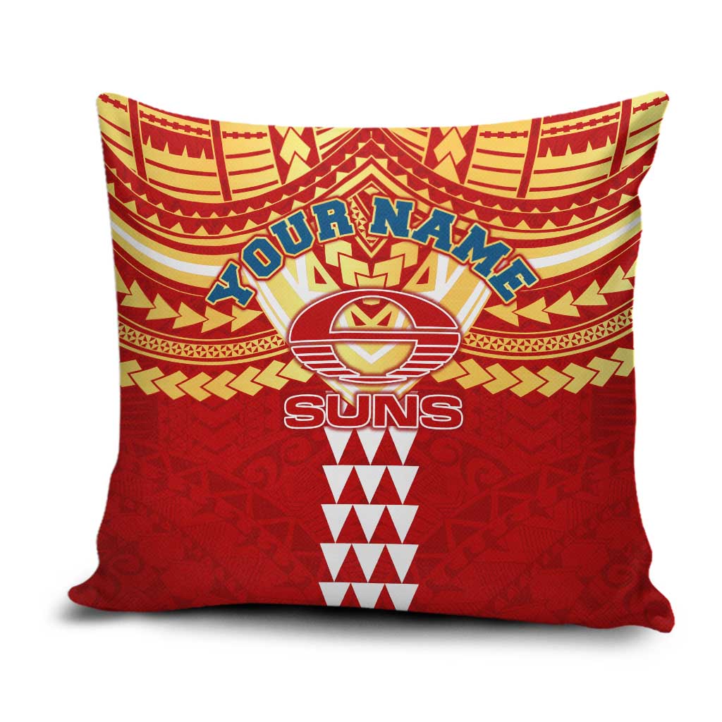 Personalized Gold Coast Suns Pillow Cover Polynesian Tribal Pattern Heritage Football