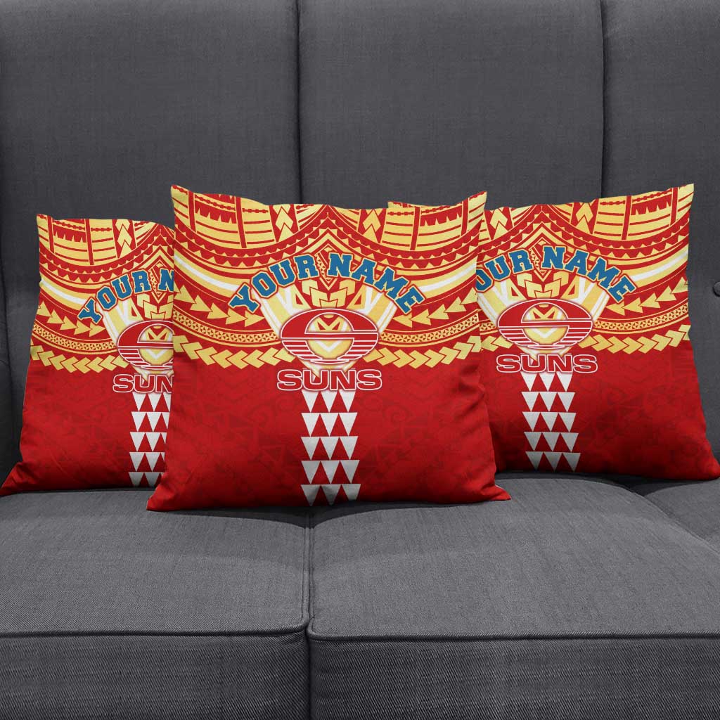 Personalized Gold Coast Suns Pillow Cover Polynesian Tribal Pattern Heritage Football