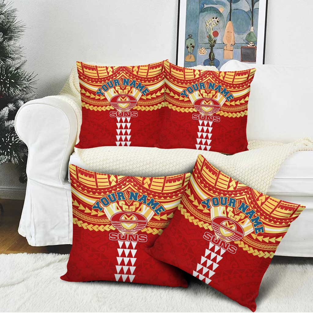 Personalized Gold Coast Suns Pillow Cover Polynesian Tribal Pattern Heritage Football